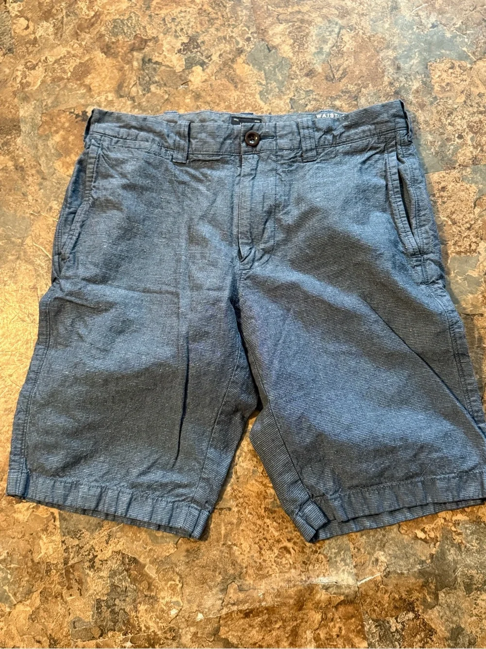 J. Crew Stanton Men's 29 Blue Flat Front Shorts Irish Linen